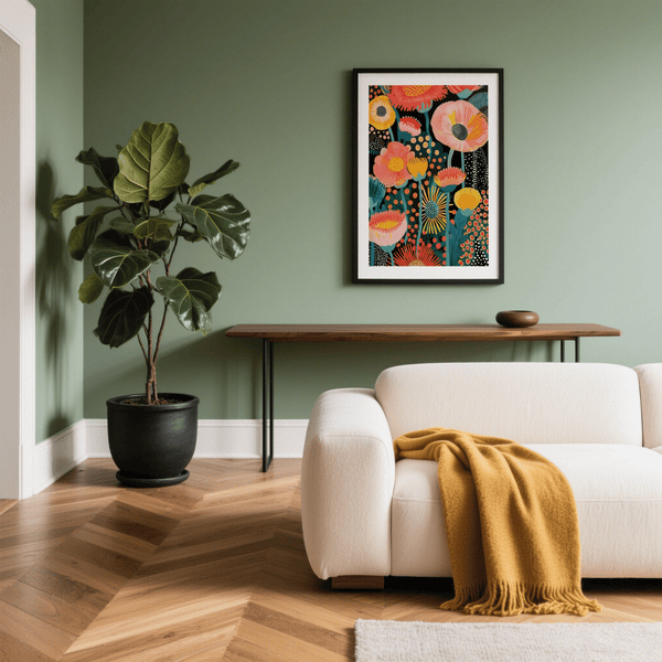 Tropical Floral Print multicolored botanical design for kids' rooms