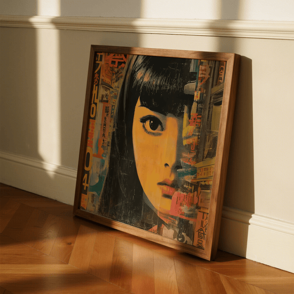 Japanese Pop Art wall art featuring Orange, Black, Red for hallway