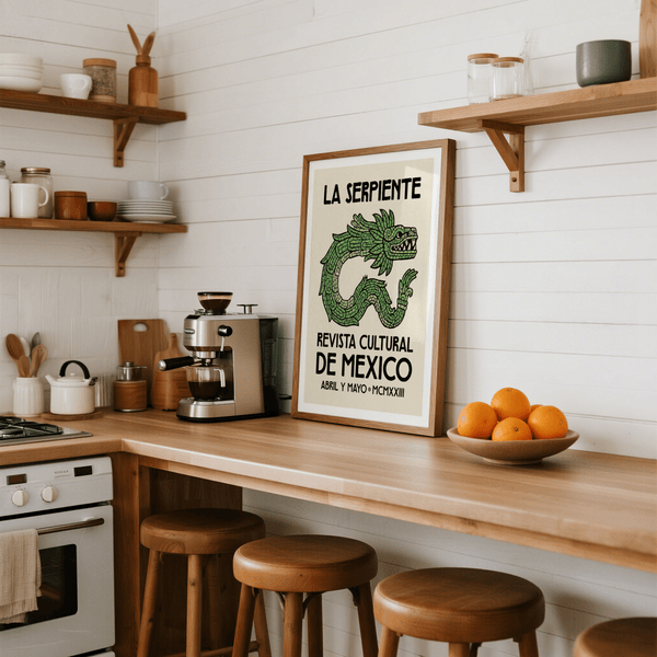 Close-up Serpent Cultural Art Print highlighting the coiled serpent and scaled pattern