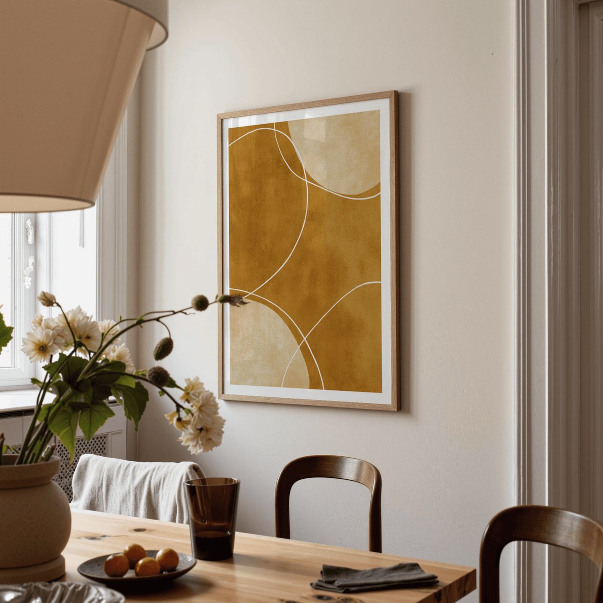 Minimalist Geometric Art Print showing sweeping curves and intersecting loops