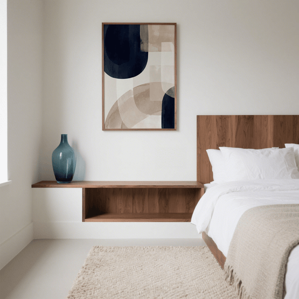 Modern Shapes Minimalist Print with Blue and Beige for home office decor