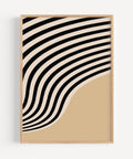 Minimalist abstract wavy design in black and beige for living room and office decor