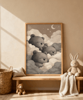 Beige and Gray Teddy Bear Wall Art for Nursery above a crib print