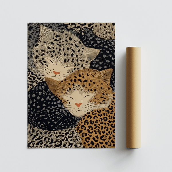 Leopard Print Wall Art with classic Black, fits kitchen art print decor