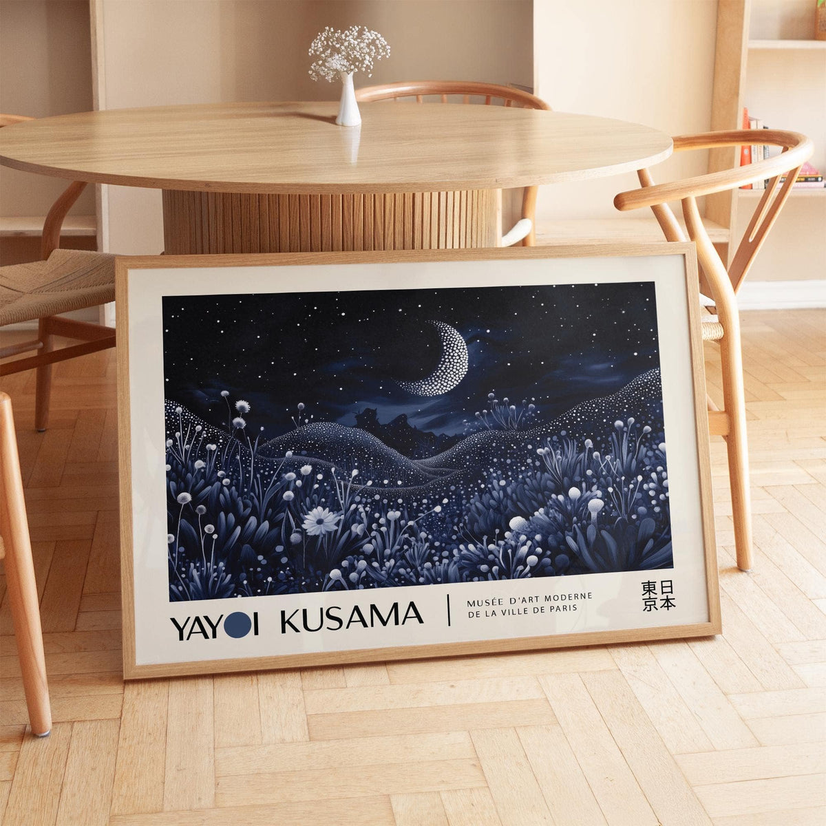 Minimalist night-art blending natural and celestial motifs