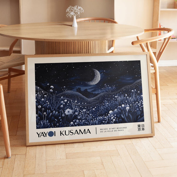 Minimalist night-art blending natural and celestial motifs