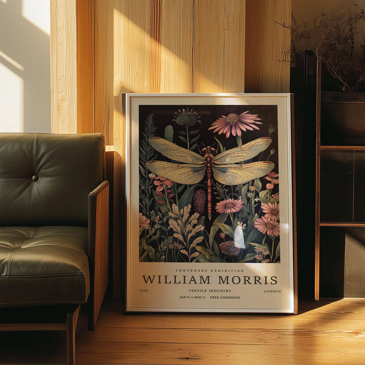 Moody black backdrop dragonfly art prints with detailed linework