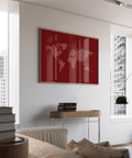 Red and beige World Map Wall Poster for classroom décor as poster