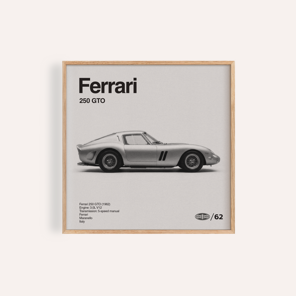 Ferrari Wall Art in black and white for living room wall art print