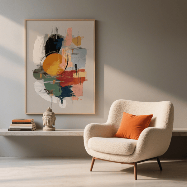 Colorful Art Poster showcasing multicolored accents for dining room wall art