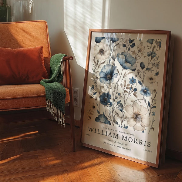 Botanical neutral wall art for living room with hand-illustrated flowers.