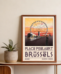 Zoomed view of Brussels Cityscape Art Print highlighting bold radial composition