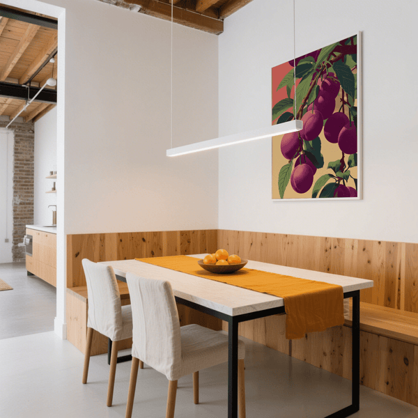 Plum Tree Poster featuring green leaves and purple fruit for study