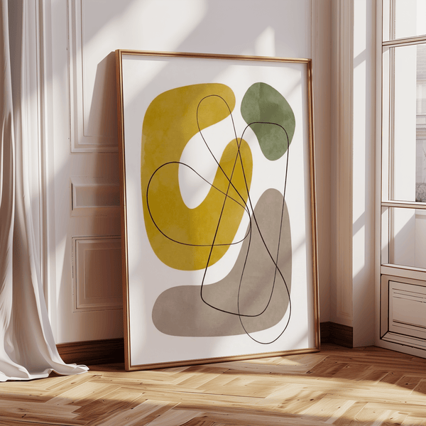 Abstract Wall Print using Yellow and Beige for contemporary bedroom art print
