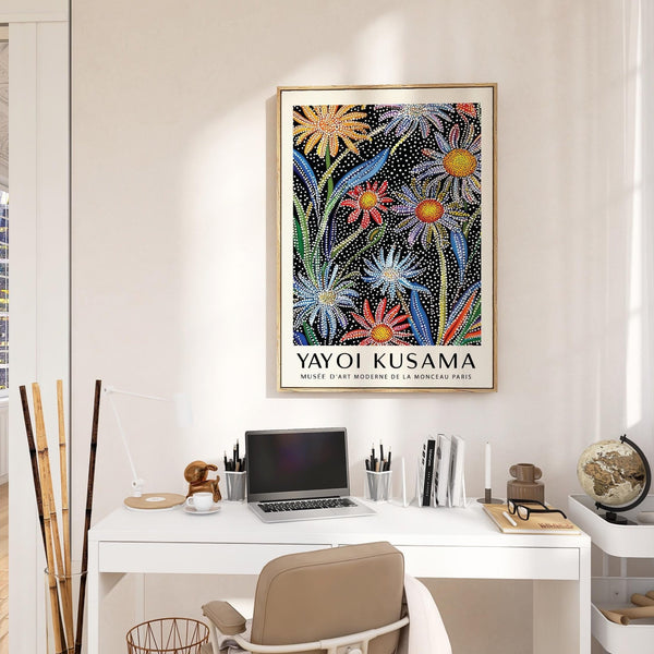 Pop art floral print with playful composition of abstract blooms.