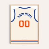 Custom Basketball Jersey – Cream with Orange Number — wooden-frame main image