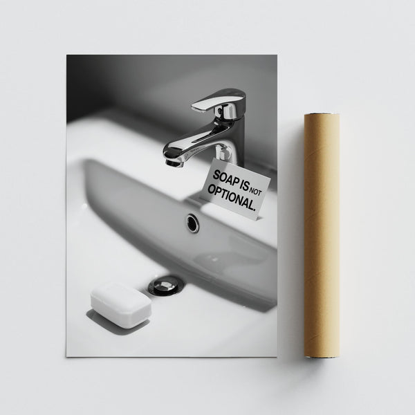 Wash hands sign with clear message and modern aesthetic.