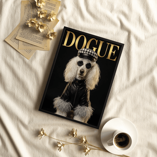 Art print with Dog Fashion Print, Gold lettering, perfect for office wall
