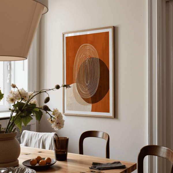 Modern Geometric Print abstract poster with layered shapes and grain