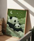 Panda Nursery Wall Art in Green for baby nursery, wall art decor