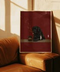 Smoking Dog Wall Art piece, perfect for lounge with red tones