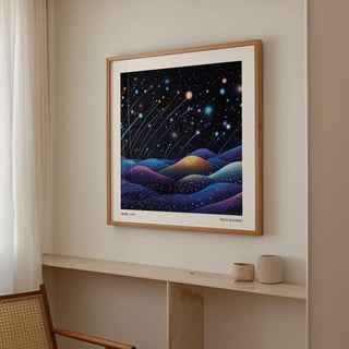 Galaxy wall art blending surrealism and cosmic dreamscapes