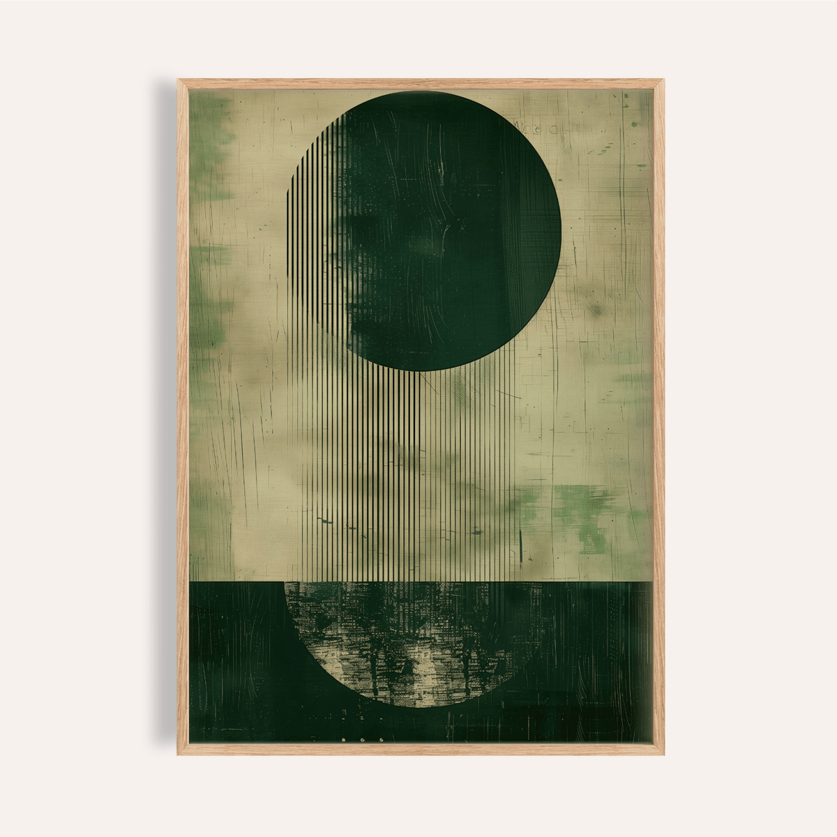 Modern Abstract Art Print in green and beige for living room wall art