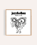 Jazz Social Club Art Print in Black and White for living room wall art
