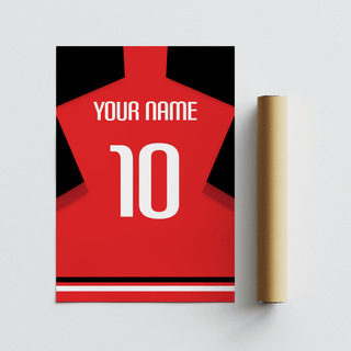 Centered Austria Football  Shirt Poster with red jersey shape, white typography, and number 10