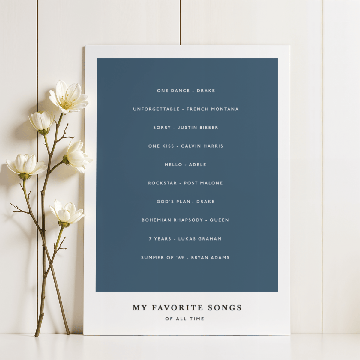 Modern Custom Song Wall Art, black text, study room, wall art