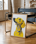 Dachshund Dog Print in yellow, perfect wall art for bedroom decor