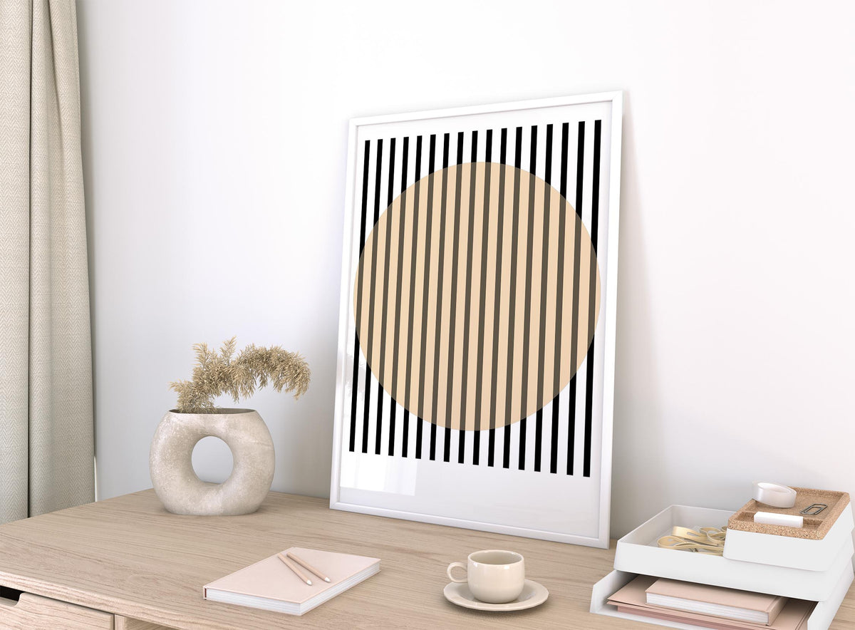 Minimalist stripe artwork styled as office posters