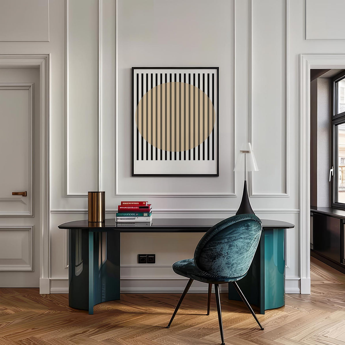Geometric black and beige artwork perfect for office posters