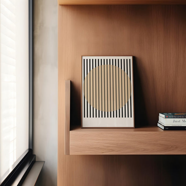 Framed stripe wall art serving as elegant office posters