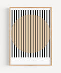 Geometric black and beige stripes poster for contemporary living room or office