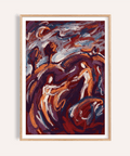 Abstract Couple Art Print poster featuring intertwined figures with gestural brush arcs