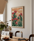 Cactus Desert Art red and green botanical wall art poster