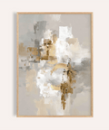 Abstract Gold Wall Art with Beige, White, Gray, Gold for living room print