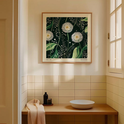 Nature-inspired dandelion art print for plant lovers.