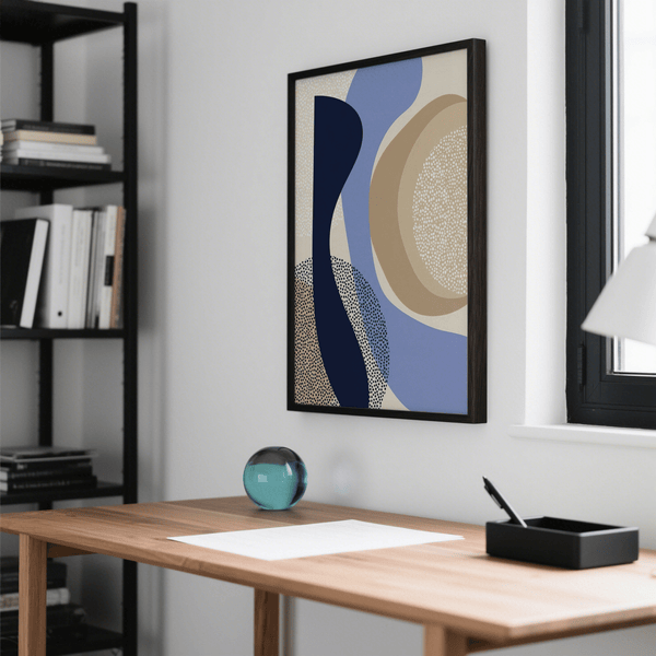 Modern Poster Design featuring Blue White Brown colors for entryway poster