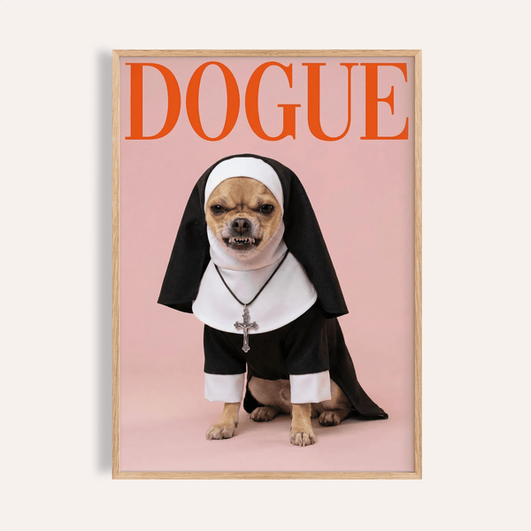 Chihuahua Nun Costume Art wall art for living room in Black White Pink Red