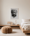 Buddha Zen Home Decor in gray, black art print for modern living space