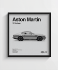 Classic Aston Martin Poster, black wheels, gray car, best for den wall art