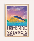 Valencia City Art Print framed poster featuring curved Mediterranean street