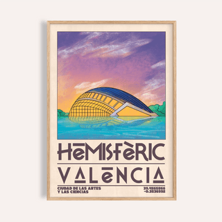 Valencia City Art Print framed poster featuring curved Mediterranean street