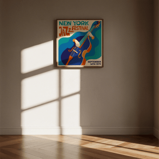 New York Jazz Festival Art Print featuring Green and Beige ideal for music studio decor