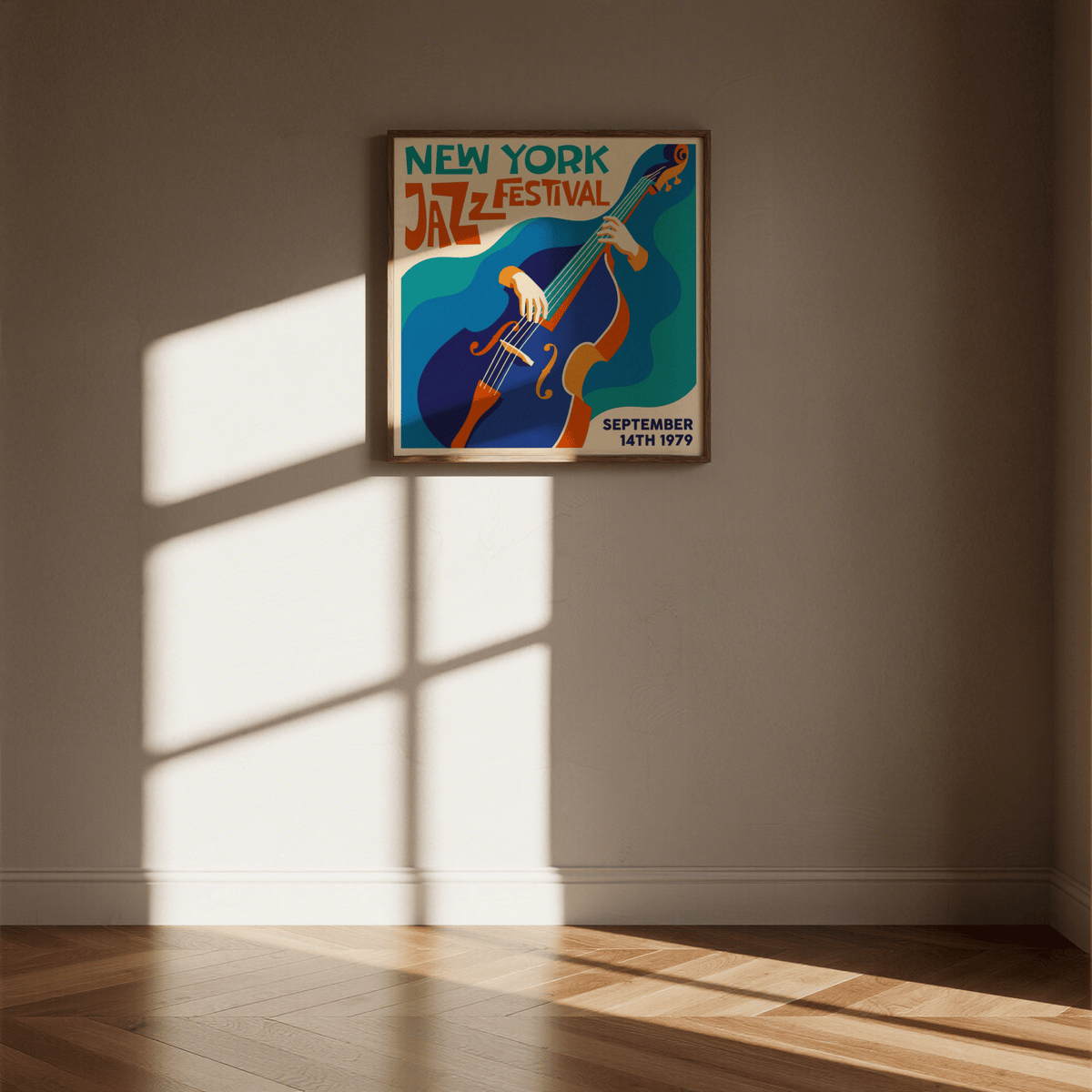 New York Jazz Festival Art Print featuring Green and Beige ideal for music studio decor