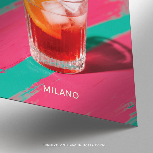 Vibrant art deco cocktail poster with modern brushstroke design.