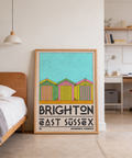 Close detail of stripes on Brighton Travel Print seaside poster