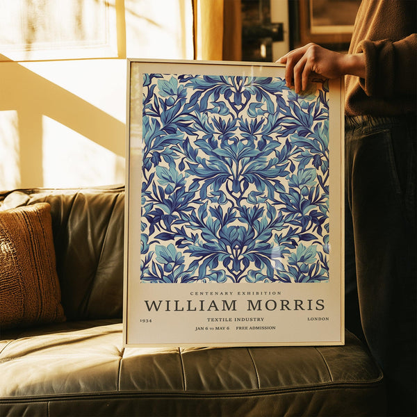 Light and deep blue foliage in vintage wall art decor for living rooms